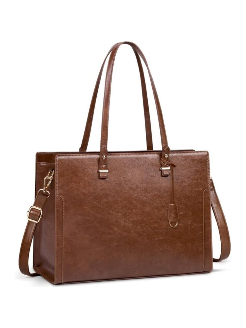 Vintage Laptop Bag Women Brown 15.6 Inch Waterproof Leather Work Tote Retro